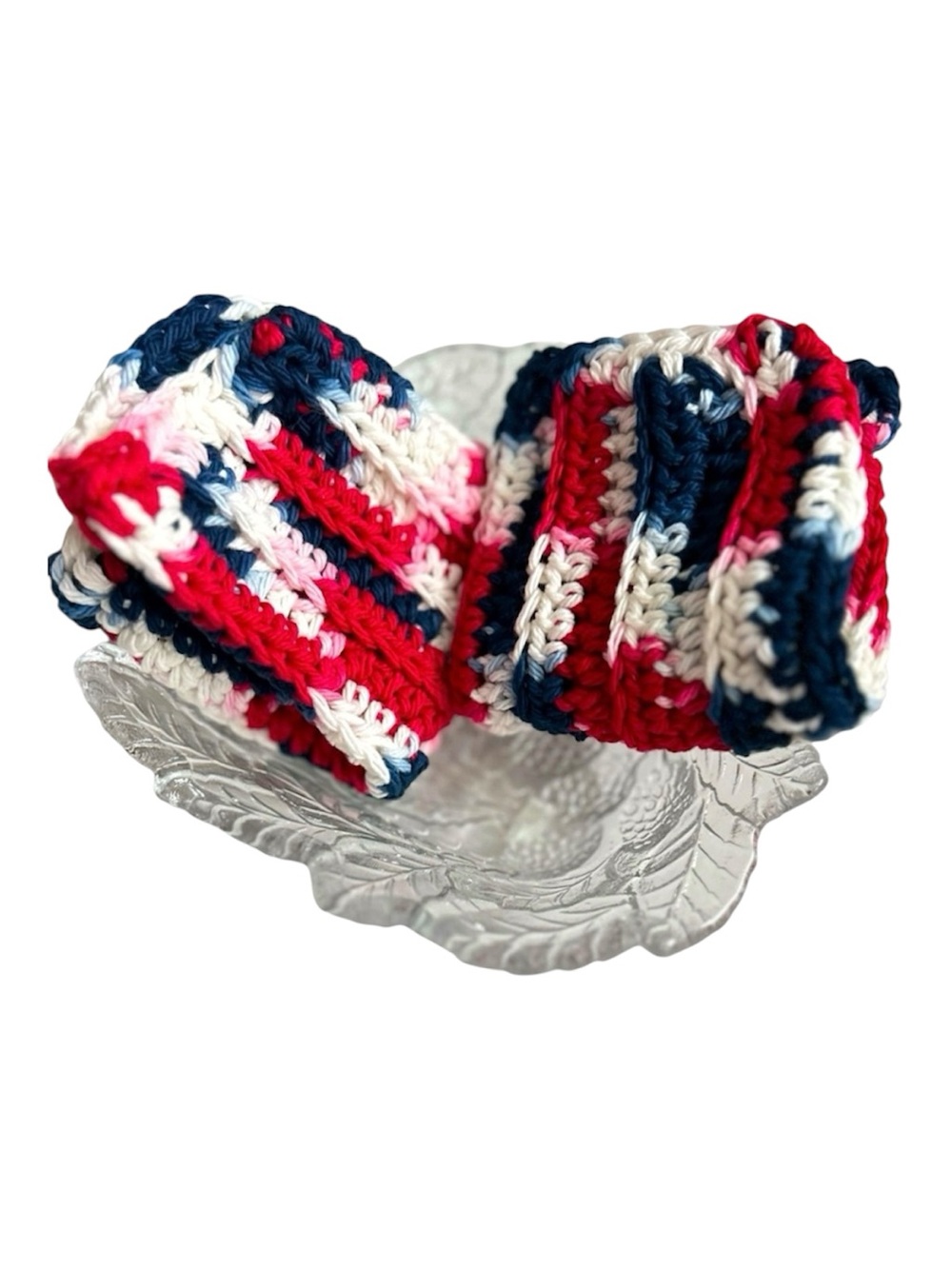 Hand Crafted Colorful Americana 100% Cotton All Purpose Dish or Wash Cloths
